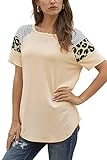 GOLDPKF Sexy Casual Tops Oversize Tshirt Damen Unterhemden Damen Kleidung MäDchen T Shirt Damen Damen Bluse Elegant T-Shirt Teenager MäDchen Top Damen Sexy Sport Top Damen T Shirts Khaki Large 44-46