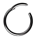 Piercing Ring Segmentring Clicker Scharnier Titan Septum Tragus Helix Ohr Nase Lippe Nasenring Nasenpiercing Lippenpiercing Dünn Schwarz 0,8mm x 6
