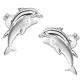 Clever Schmuck Silberne Damen Kinder Ohrringe als Ohrstecker Delfinpaar 11 mm 2x Delfin matt glänzend STERLING SILBER 925 im Etui b