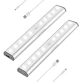 Einfache Montage Bewegungsmelder Nachtlicht 10 Led Schranklicht Kleiderschrank Schrankbeleuchtung Mit Lichtsensor Rechargeable Batterie Magnet FüR Schrank KüChe Flur Dachboden Schublade (2 Pack)