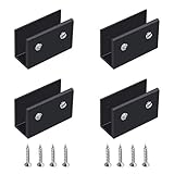 UFURMATE Glasklemme, 4 Stück, verstellbar, rechteckig, für Glasregale, Aluminiumlegierung, Glasklemmen, Wandmontage, schwarz, Halterung für 8–10 mm dicke Glasreg