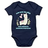 Shirtracer Statement Sprüche Baby - Lama Ich Bin so süß ich könnte Zucker Pupsen - 3/6 Monate - Navy Blau - Strampler mädchen lustig - BZ10 - Baby Body Kurzarm für Jungen und M