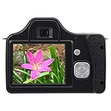 Asixxsix Digitalkamera, schwarzes USB-Ladegerät Eingebaute 18-Fach-Zoom-Videokamera mit Blitzlicht, tragbar für Familienfeiern im Freien(Standard Version + Wide-Angle Lens)