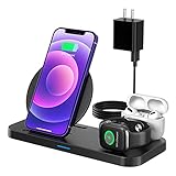 Kabellose Ladestation, 3 in 1 Wireless Charger Stand für iPhone 12/12 Pro/11/11 Pro Max/SE/X/XS/XR/8 Plus Schnelle Qi-Zertifizierte Ladestation für Apple Watch SE/6/5/4/3/2/1 Airpods/Samsung
