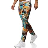 WXZZ Füße-Binden-Hosen Herren Retro Ethno Freizeithose Polyester Chino Baumwolle Taschen Männer Jogginghose Fitness Sporthose Trainingshosen Slim Fit Hose Joggers Streetw