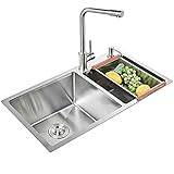 78 * 43 * 22Cm Edelstahl Gemüsewaschbecken Doppeltank Kitchen Aid  Waschbecken Wasserhahn Schwarz Spüle Mit Unterschrank Spülbecken Küche Edelstahl 