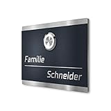 Metzler Edelstahl Türklingel in Anthrazit - Türklingel aus V2A Edelstahl inkl. Gravur - LED-Klingeltaster - Pulverbeschichtung matt Feinstruktur in RAL 7016 - Größe: 8 x 6