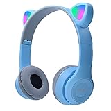 Kid Bluetooth Kopfhörer, Arvin Cat Ear Kopfhörer mit LED Glühen und Mikrofon, steckbar, TF-Karte, Faltbare Bluetooth Stereo Over-Ear Kinder Headsets-B