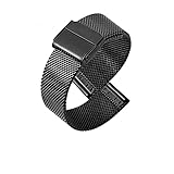 ZXF uhrenarmbänder, Stahlband Meshbanduhrarmband Metall ultradünnes Universal Edelstahl Armband 10/12/13/14/16/17/18/19/20/22/12mm (Band Color : Schwarz, Band Width : 22mm)