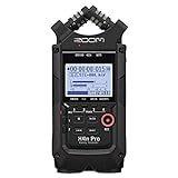 Zoom H4n Pro All Black 4-Track Portable Recorder (2020 Model), Stereo Microphones, 2 XLR/ ¼? Combo Inputs, Guitar Inputs, Battery Powered, Multitrack Recorder for Music, Audio for Video, Podcasting