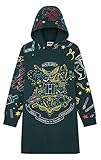 Harry Potter Hoodie Kleid, Oversized Hoodie Lang für Kinder und Teenager, 100% Baumwolle Pullover Kleid, Sweatkleid Mädchen 5-14 Jahre (Dunkelgrün, 13-14 Jahre)