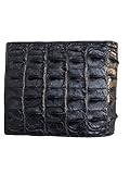 Schwarze doppelseitige Premium Echtleder Krokodil-Krokodil-Alligator-Leder Bifold Geldbörse für Männer, handgefertigte Ledergeldbörse H