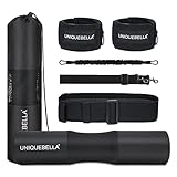 Langhantel Polster Barbell Squat Pad,Geeignet Olympic Standard Nackenpolster Nackenschutz,2 Gym Ankle Straps,Widerstandsbänder Workout Set für Hip Thrust,Kniebeugen,Gewichtheben Männer und F