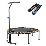 Ampel 24 Minitrampolin Hexagon, mit höhenverstellbarer Haltestange Fitness Trampolin mit Bungee-Seil-System, 60 verstellbare Elastobänder für den Härtegrad, belastbar bis 150 kg