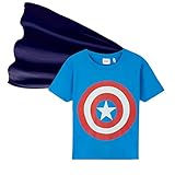 Marvel T-Shirt Jungen, Avengers T Shirt für Kinder und Jugendliche, Cool T Shirt Jungs mit Kap 4-14, Geschenke für Kinder (Blau, 5-6 Jahre)