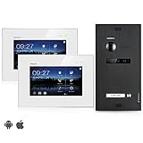 BALTER EVO Video Türsprechanlage ✓ Touchscreen 7 Zoll Monitor ✓ 2-Draht BUS ✓ Türstation für 1 Familienhaus Türklingel ✓ 150° Weitwinkel-Kamera ✓ Schwarz (2 Monitore, Mit App)
