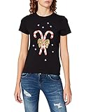 ONLY Womens ONLXMAS YRSA Christmas REG S/S TOP JRS T-Shirt, Black/Print:Candy Cane, XL