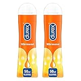 Durex Play Wärmend Gleitgel auf Wasserbasis - Sanftes Gleitmittel mit wärmendem Effekt in der praktischen Dosierflasche, (2 x 50 ml), 100