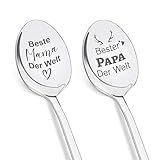 Blumuze Löffel Geschenk für Mama und Papa, Kaffeelöffel mit Gravur Beste Mama&Papa der Welt, Mutter und Vater Geschenk, Jubiläumsgeschenke, Weihnachten Geschenke, Geschenk Geburtstag für Mama Pap