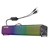 fasloyu RGB LED Bluetooth Lautsprecher, kabelloser Lautsprecher, tragbarer Bluetooth Lautsprecher im Freien, Freisprechen/Telefon/PC/AUX unterstützt, für Desktop-PC, Soundbar für TV, Laptop, Gaming