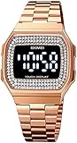 rongxin Digitaluhr for Männer Und Womens Edelstahl Outdoor Sport Armbanduhr Wecker 50m Wasserdicht (Color : Rose Gold 07)