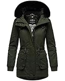 Navahoo Damen Winterjacke Wintermantel Baumwoll-Parka mit abnehmbarem Kunstfell Olessaa Olive Gr. S