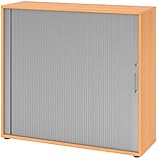 bümö® Aktenschrank mit Rollladen | Rollladenschrank für Aktenordner | Büroschrank für Akten | Profi Büromöbel | Rolladenschrank in 5 Farben & 2 Höhen (buche/Silber, Höhe: 110 cm)