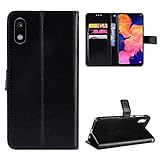 Snow Color Galaxy A10e Hülle, Premium Leder Tasche Flip Wallet Case [Standfunktion] [Kartenfächern] PU-Leder Schutzhülle Brieftasche Handyhülle für Samsung Galaxy A10e - COBYU030092 Schw