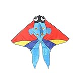 Stranddrachen Farbe Spleißen von goldfischförmigem Drachen mit Drachenlinie und Kite Rolle, leicht zu fliegen, leicht zu montieren Kites für den Strand-Trip-Blau / rot Drachen für Spiele im F
