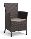 'Allibert by Keter' Gartensessel Iowa, braun/taupe, inkl. Sitzkissen, Kunststoff, flache Rattanoptik