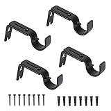 MEETANG 4 Stück Gardinenstangenhalter Set, Metall Gardinen Halterung mit Schrauben und Bohren für Gardinenstange Deckenbefestigung, Vorhangstangenhalter Wandhalteurng für Kleiderstange Duschstang