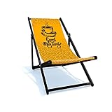 Holtaz Liegestuhl Holz Klappbar Sonnenstuhl Strandstuhl mit Abnehmbarer Stoff für Garten Schwimmbad Camping Strand Bars Cafés Hotels bis 130 kg 4