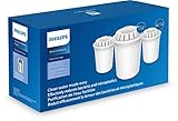 Philips Aqua Solutions Ersatz-Filterkartuschen, 3er-Set, AWP261 für Wasserfilter-Kannen AWP2950, AWP2970, gegen Bakterien, Schadstoffe, Mikro-Plastik