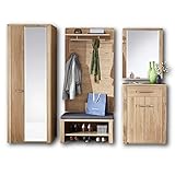 Nature Two Flurgarderoben Set teil-massiv aus Wildeiche-Bianco - Stylishe Garderobenkombi für Ihren Eingangsbereich - 268 x 200 x 40 cm (B/H/T)