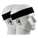 Ipow 2 Stück Anti-Rutsch Schweißband Sport Stirnband Unisex Headband ideal für Tennis, Laufen, Crossfit, Fitness für Damen und Herren Schw
