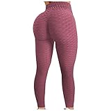 Fashionbo Damen Leggings High Waist Slim Fit Weiche Push Up Leggings Blickdicht Sprudelnd Lange Sporthose Slim Sports Leggins mit Innentasche Yogahose Fitnesshose mit Hohe Taille Bauchk
