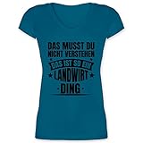Landwirt Geschenk Bauer - Das musst du Nicht verstehen das ist so EIN Landwirt Ding - XL - Türkis - XO1525 - XO1525 - Damen T-Shirt mit V