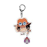 ALTcompluser Anime One Piece Schlüsselanhänger Doppelseitig Schlüsselbund Acryl Anhänger, Dekoration für Tasche/Rucksack/Mäppchen(6 × 4 cm Ace)