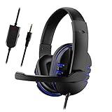 Yagosodee Gaming-Headset PS4, Mikrofon, Rauschunterdrückung, mit Mikrofon, 3D-Stereo, Surround Sound, 3,5 mm Klinkenstecker und Geräuschunterdrückung, kompatibel mit PC PS4, Computer, Tablet, Laptop