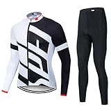 YEARGER Fahrradbekleidung Frühling Herbst Thermische Fleece, Radtrikot Set Herren und Fahrradhose mit 9D Sitzpolster, Atmungsaktiv, Schnell Trocknend,2,L