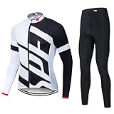 YEARGER Fahrradbekleidung Frühling Herbst Thermische Fleece, Radtrikot Set Herren und Fahrradhose mit 9D Sitzpolster, Atmungsaktiv, Schnell Trocknend,2,XXXXL