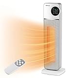 NINUO Heizlüfter, 2000W PTC Schnellheizender Keramik Heizgeräte, 60° oszillierende Elektroheizung mit Fernbedienung 9H & Thermostat Timer LED Touch Überhitzungs & Umkippschutz für den Innenb