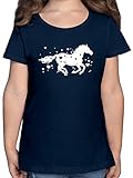 Tiermotiv Animal Print - Pferd mit Herzen - 104 (3/4 Jahre) - Dunkelblau - mädchen Geschenke 7 Jahre Pferde - F131K - Mädchen Kinder T-S