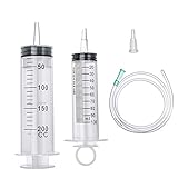 linjinde Spritze mit Schlauch, 100ml/200ml Einwegspritzen Große Kapazität für E-Flüssigkeiten, Öl- oder Leimapplikator, Experimente, Industrielle Verwendung