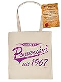 Frauen-Stoffbeutel Geburtstags/Jahrgangs/Stofftasche+ Spaß-Urkunde: German Powergirl seit 1967 geniales Geschenk