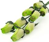 Handgemachte Holz Rosen für Basteln Custom Blumensträuße und anderen Projekten. Wählen Form über 50 Farben., holz, Green White Tips, Closed B