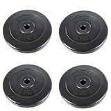 Physionics® Hantelscheiben Set 4 x 5 kg (Σ 20 kg) - 27 mm Bohrung, bodenschonende Kunststoffverschalung befüllt mit Sand/Beton, Robust - Hanteln Set, Gewichtsscheiben, Gew