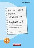Lernaufgaben für den Wochenplan - Kompetenzorientiertes, selbstständiges Lernen - Englisch - Klasse 7/8: Kopiervorlag