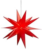 3D Leuchtstern inkl. warm-weißer LED Beleuchtung | Weihnachtsstern Advent Stern Deko beleuchtet | für Innen und Außen geeignet | mit Timerfunktion | Ø35cm (Rot)