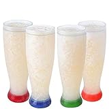 Gefrierschrankbecher mit Gel-Bierbecher für Gefrierschrank – Milchglas-Becher – Doppelwandige Gel-Gefrierschrank-Becher – Biergelbecher für Gefrierschrank – Set von 4 – farbig